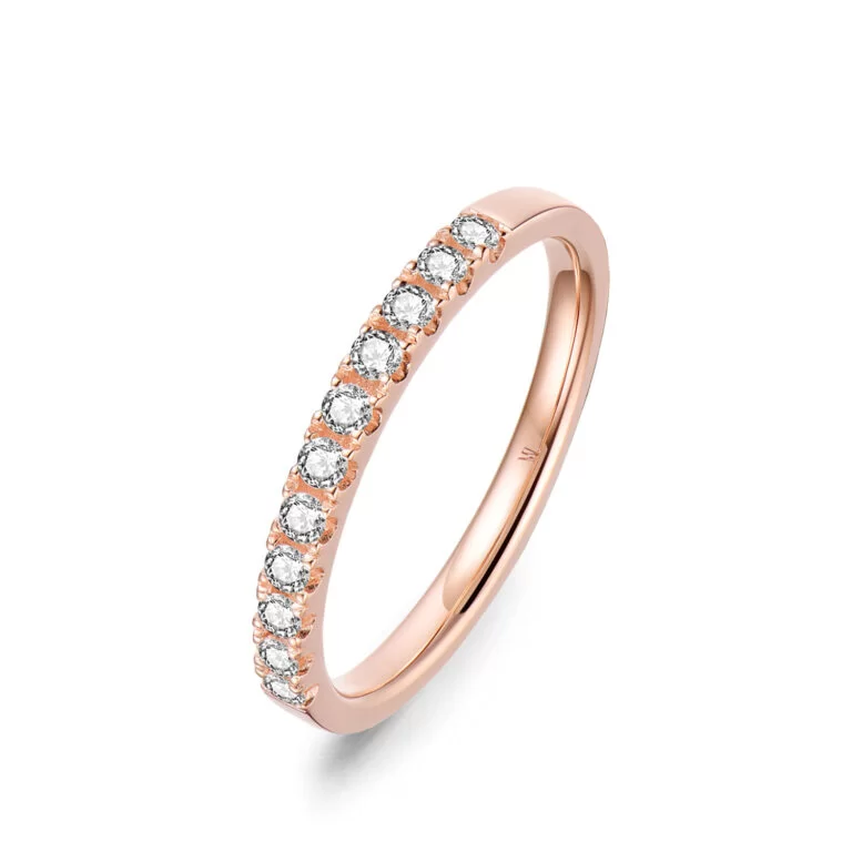 Cặp nhẫn cưới Vàng 18K đính đá 